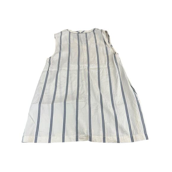 Brunello Cucinelli Silk Striped Sleeveless Blouse Top White Blue M Italy V-neck - Picture 7 of 14